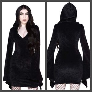 Killstar Forbidden Studded Dress w/ Hood & Bell Sleeves Plus Size 4X